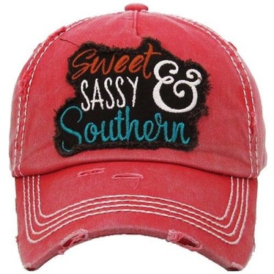 SWEET SASSY SOUTHERN Ladies Cap RED Factory Distressed Hat  eb-35742447
